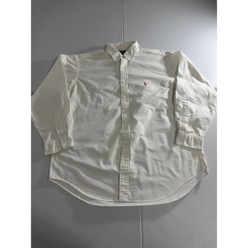 Ralph Lauren Men's Yarmouth White Oxford Button Down Dress Shirt 100% Cotton